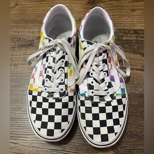 Vans ward rainbow checkerboard canvas skate shoes